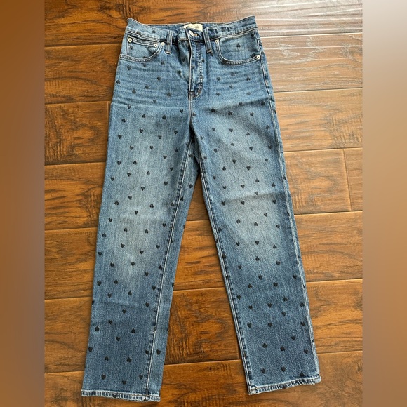 Madewell Classic Straight Jeans Heart Print Edition - Picture 9 of 12